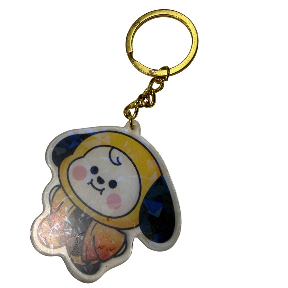 BT21 Chimmy Keychain BTS Character Holographic Acrylic Yellow Hoodie Charm